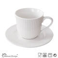 Embossed Morning Glory Porcerlain Tea Cup and Saucer